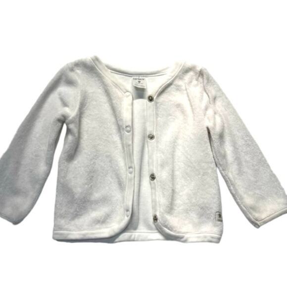 Carter’s Terry Cloth White Button Down Cardigan Size 9 Months - Picture 1 of 6